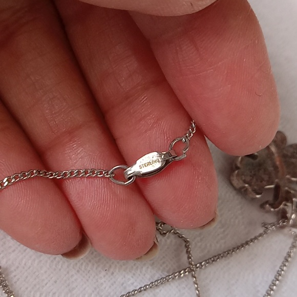 20" Sterling, Crystal Butterfly 🦋 Pendant Necklace -Dainty,Sparkly,Stately - Picture 4 of 6